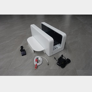<b>XPOD-HD standard</b>: Scanner, USB Cable (two red plugs), Power Adapter, Foot Switch, and Side Standing Steps.</b>